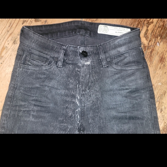 Diesel jeans SLANDY black creased Crinkled Coated scratched look skinny 096DE - Picture 10 of 16